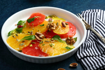 Winter citrus fruits salad