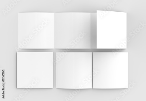 four folded 4 fold vertical brochure mock up isolated on soft
