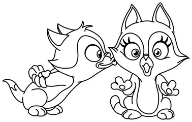outlined kitten kiss