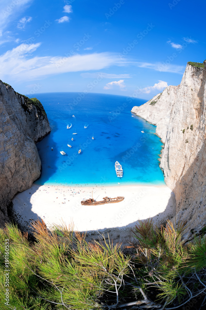 Wall mural navagio beach with shipwreck on zakynthos island in greece