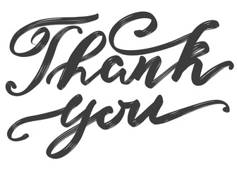Thank you text on white background. hand drawn vector illustration sketch. Calligraphy lettering