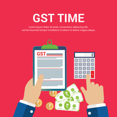 GST. Good and Services Tax concept. GST tax