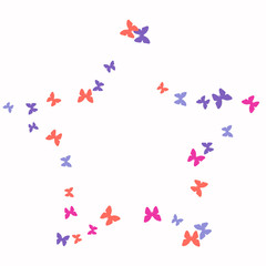 Spring Background with Colorful Butterflies. Simple Feminine Pattern for Card, Invitation, Print. Trendy Decoration with Beautiful Butterfly Silhouettes. Vector Background with Moth