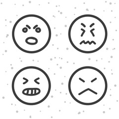 Mad Smiley icons. Angry and bad emoticons symbols.