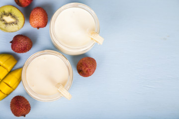 Yogurt with tropical fruits
