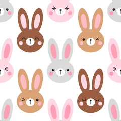 Cercles muraux Lapin Conception de modèle sans couture de Pâques mignon avec des personnages de dessins animés drôles de lapins emoji