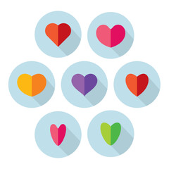 Heart icon flat love colorful