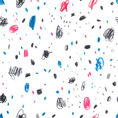 Seamless pattern with pencil drawn doodles