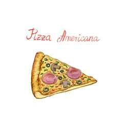 watercolor drawing pizza