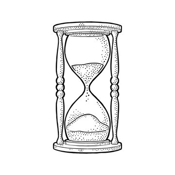 Retro hourglass. Vector vintage engraving