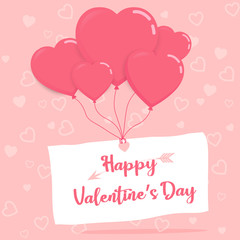 Fototapeta na wymiar Happy valentine'day on paper with heart balloons vector