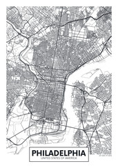 Vector poster map city Philadelphia