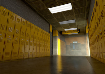 Yellow School Lockers Dirty