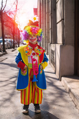 Fototapeta na wymiar Little boy dressed as a clown.