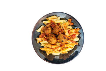 tasty penne with Meat ball and tomato sauce