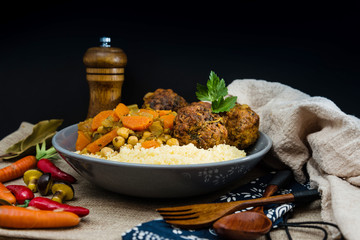 traditional moroccan dish couscous Meat ball