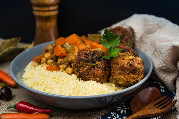 traditional moroccan dish couscous Meat ball