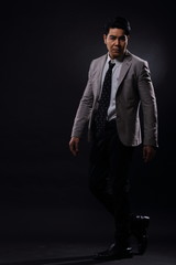 Fototapeta premium Full Length Snap Figure, Business Man Stand in gray Suit white shirt black pants