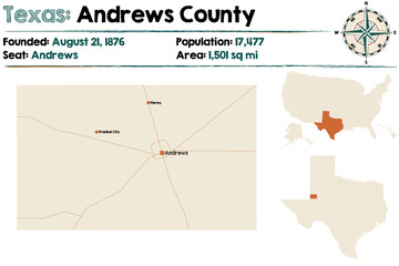Detailed map of Andrews county in Texas, USA