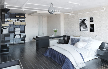 modern loft bedroom