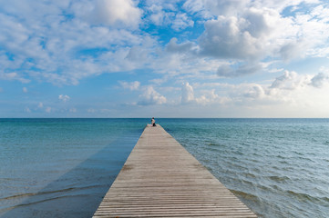 Obraz premium Seebrücke am Südstrand in Burgtiefe auf der Insel Fehmarn