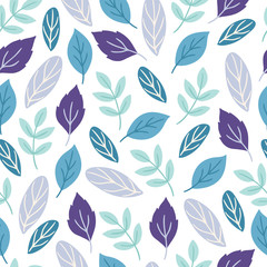 Seamless vector pattern with leaves in trendy Ultra Violet