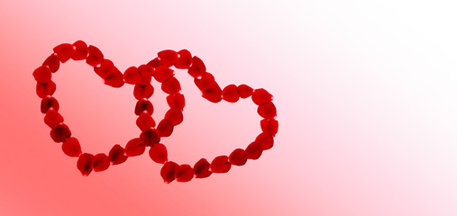 Herzen aus Rosenblättern