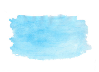 Abstract texture brush ink background blue aquarel watercolor splash hand paint on white background