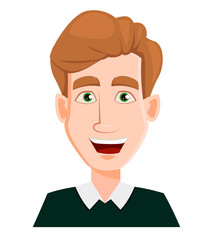 Face expression of a man with blond hair - happy.