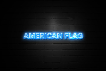 Fototapeta premium American Flag neon Sign on brickwall