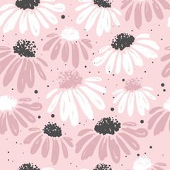 Materiał do szycia seamless pattern with hand drawn flowers