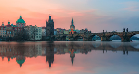 Fototapeta na wymiar Charles Bridge and Vltava River in Prague, Czech