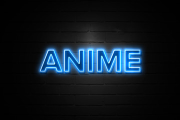 Anime neon Sign on brickwall