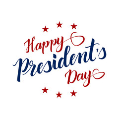 Fototapeta premium Red and blue inscription Happy Presidents Day