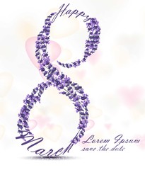 8 march card with lavender symbol Vector