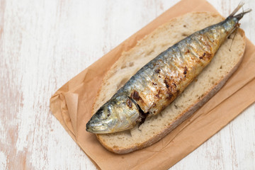 griiled sardine on bread