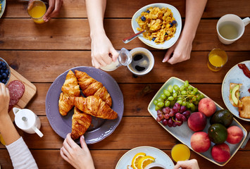 group of people having breakfast at table