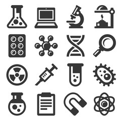 Science Icons Set on White Background. Vector
