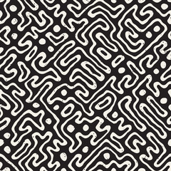Seamless pattern with maze lines. Monochrome abstract background. Vector hand drawn labyrinth.