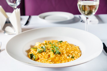 pumpkin risotto in the restaurant
