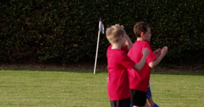 4k Young soccer player celebrate after scoring a goal. Shot in slow motion on RED Epic.