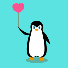 cartoon penguin with a pink ball
