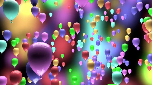 4K Pastel Color Party Balloons Ascending 3D Animation