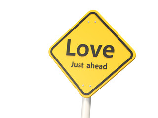 Love road sign isolated on white