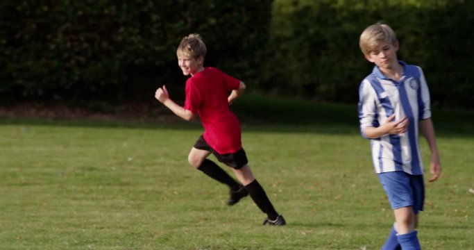 4k Young soccer player celebrate after scoring a goal. Shot on RED Epic.