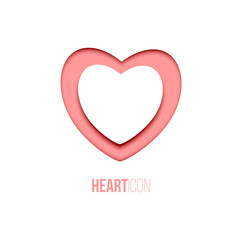 Vector heart symbol isolated on white background. Pink paper heart. 