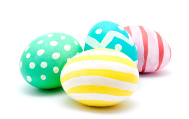 Perfect colorful handmade easter eggs isolated on a white