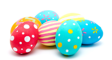 Perfect colorful handmade easter eggs isolated on a white