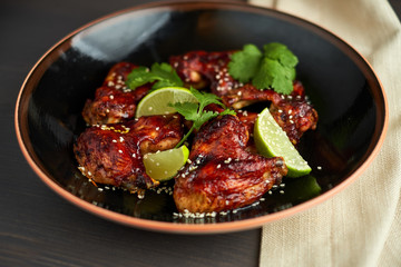 Spicy Homemade Buffalo Wings with Dip and Beer