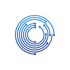 Circular logo icon. Link icon with dot. Circuit element